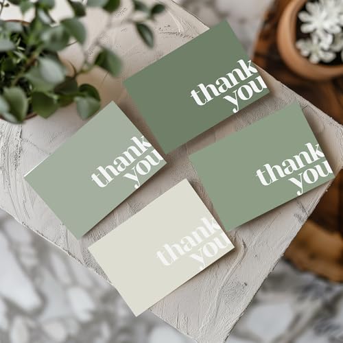 Thank You Cards with Envelopes Bulk Pack of 40 - Green Thank You Cards Set - color: Green