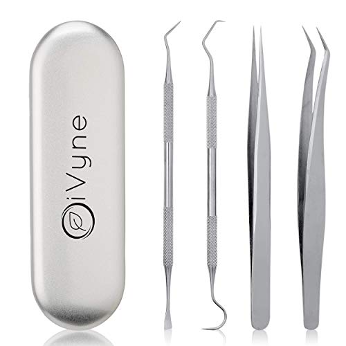 Premium Vinyl Weeding Tool Kit - Precision Stainless Steel Weeder - Hook and Pick with Fine Tweezers Crafting Set for Cricut Vinyl - by iVyne (Silver) - color: Silver