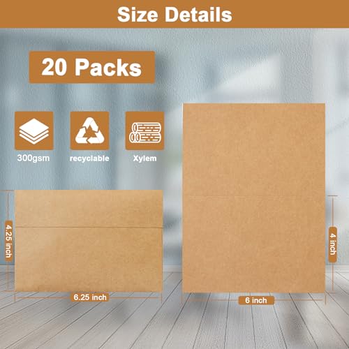 Silunkia 20 Packs Brown Blank Greeting Cards and Envelopes 4 x 6 - color: Brown, size: 4 x 6 - 20 PCS
