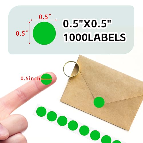 1/2 inch Round Color Coding Labels, 1000pcs Circle Dot Stickers, Green - color: Green, size: 1 Roll-1000PCS