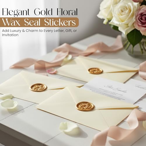 50 PCs Gold Wax Seal Stickers, 3D Self-Adhesive Classic Gold Stickers - color: Classic Gold