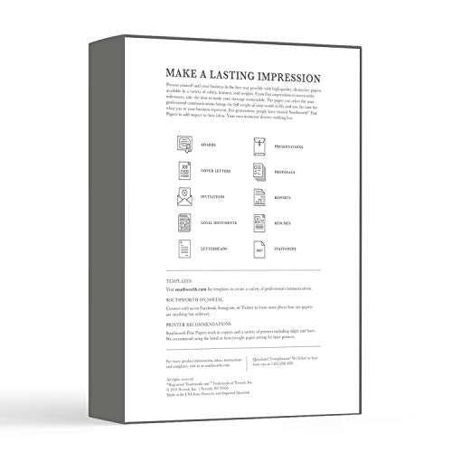 Southworth 404C 25% Cotton Business Paper White 24 lbs. Wove 8-1/2 x 11 500/Box FSC,(Pack of 4) - color: White, size: 8.5" x 11" (Pack of 4)