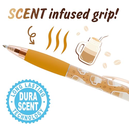 Scentco Coffee Smens - Gourmet Coffee-Scented Gel Pens, Black Ink, Medium Point, 6Pack Variety Set - color: Coffee