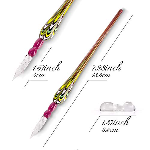 Glass Dip Pen Set,Calligraphy Pen,Crystal Signature Pen for Art, Writing, Signatures -Decoration and Business Gift - color: Green