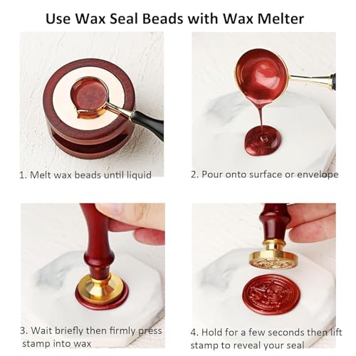 Sealing Wax Beads Kit,Atopbb 300pcs Black Wax Seal Beads,1pcs Wooden Wax Seal Warmer,1pcs Melted Spoon and 10pcs Tea Candles for Wax Sealing Stamp Kit (300, Black) - color: Black