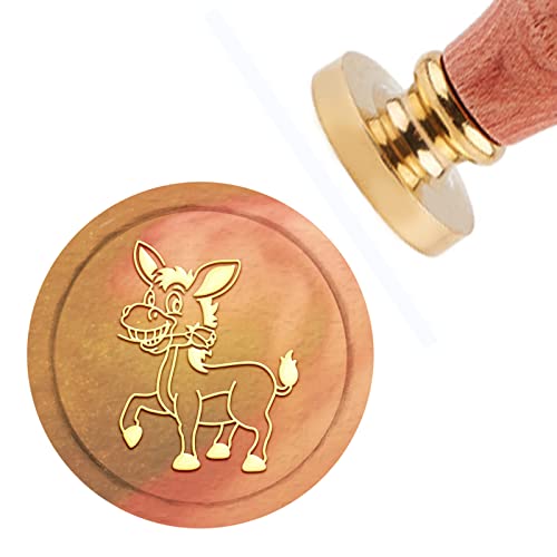 CRASPIRE Wax Seal Stamp Donkey Vintage Sealing Wax Stamps Rose 30mm 1.18inch Removable Brass Head Sealing Stamp with Wooden Handle for Wedding Invitations Valentine's Day Christmas Thanksgiving