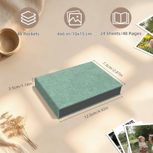 Popotop Photo Album 4x6 48 Pockets for Wedding Gifts,Linen Hardcover Picture Albums for Family Anniversary Baby Vacation Pictures - color: Turquoise, size: 48 Pockets