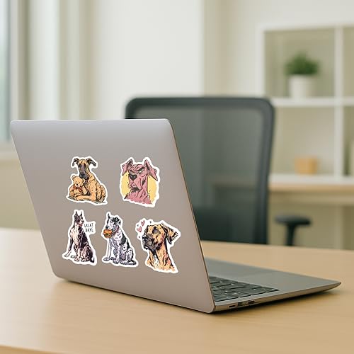 100 PCS Great Dane Stickers Pack – Waterproof Dog Decals for Water Bottles, Laptops, Phones, Notebook, Cars – Cool Vibrant Graphics for Great Dane Enthusiast - color: Great Dane