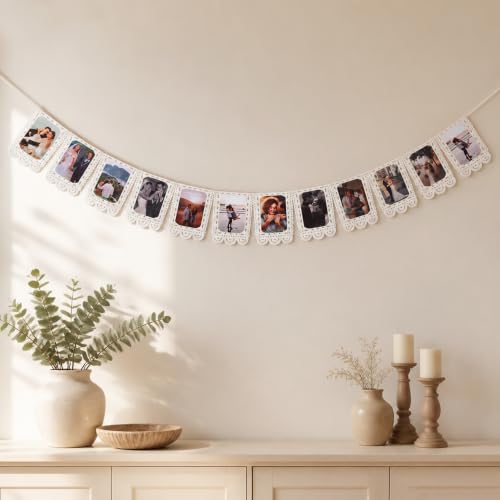 Lace Photo Frame Wedding Banner Milestone Photo Garland Decor