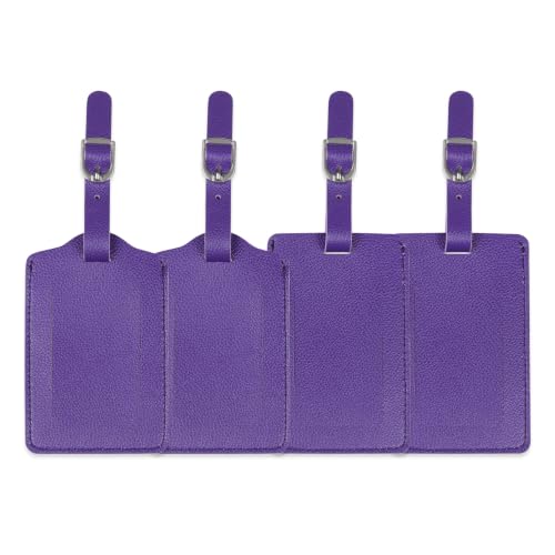 Vigorport Luggage Tags, Leather Personalized Suitcase Tag Set of 4 Pack - color: Dark Purple