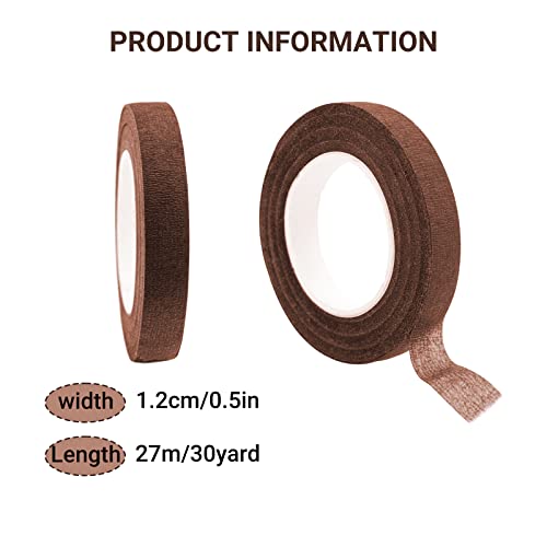 Max Shape 12 Rolls 1/2 Inch 30 Yard Floral Tapes for Bouquet Stem Wrapping, Green Floral Tape for Floral Arranging Craft Projects Corsages, Wedding Bouquet - color: Brown