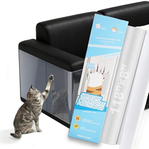 Anti Cat Scratch Furniture Protector Tape Damage-Free Couch Guard, 118"x8" - size: 118" by 8"