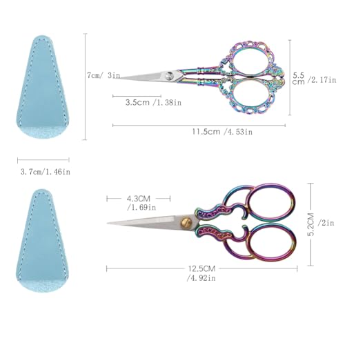 Small sharp scissors-5 Inch Precision Scissors with Cover-3 pack Sewing Embroidery Crafting Scissors Stainless Steel (Colored-A) - color: Colored-a