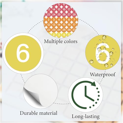 500Pcs/5 Sheets Date Planner Stickers Number Calendar Stickers 1/2 Inch Numbers 1-31 Icons for Journals Scrapbooking Party Events Scheduling Organization Office DIY Craft Home Decoration - style: Number