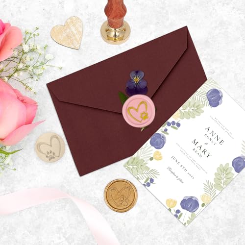 Yoption Paw Print with Heart Wax Seal Stamp, Vintage Sealing Wax Stamp for Wedding Party Invitations Envelopes Gift Packing - color: Paw Print with Heart