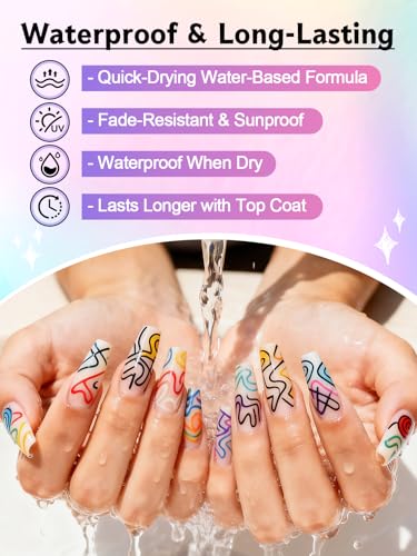 EBANKU 12 Colors Nail Art Pens Set, Nail Polish Pens Quick-Drying Nail Art Markers Acrylic Paint Nail Point Graffiti Dotting Liner Pen for DIY Nail Art Beauty Adorn Manicure Tools - color: 12P(C)