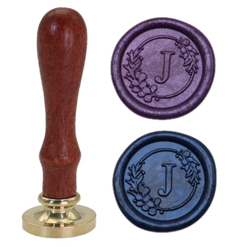 Initial Alphabet J Wax Seal Stamp Set, Retro Letter Sealing Stamp with 150Pcs Sealing Wax Beads in 5 Color, Melt Non Slip Spoon Pen Kit for Wedding and Christmas (J) - style: J
