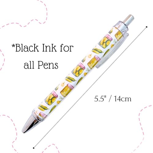Pickle Pens 6PC Writing Pen Set for Pickle Lovers Stuff Things Present Themed Gifts Merchandise School Supply Home Office Stationery Employee Coworkers Graduation Birthday Party Bag Favors - style: Pickle