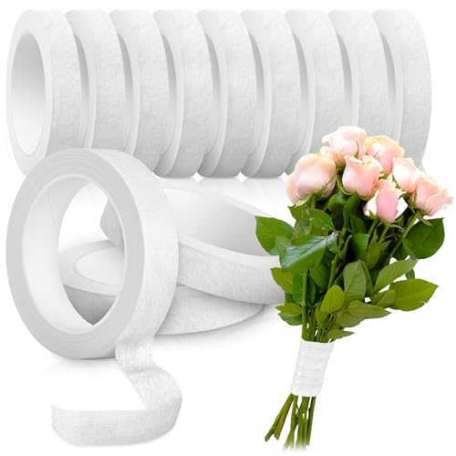Max Shape 12 Rolls 1/2 Inch 30 Yard Floral Tapes for Bouquet Stem Wrapping, Green Floral Tape for Floral Arranging Craft Projects Corsages, Wedding Bouquet White - color: White