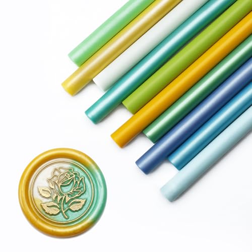 10 Green Colors Glue Gun Sealing Wax Sticks for Stamp 0.4" Diameter - color: Green Series