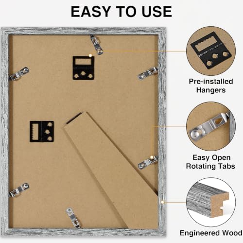 Vittanly 8.5x11 Picture Frames Set of 10 for Wall Mount & Tabletop, Grey - color: Grey, size: 8.5x11