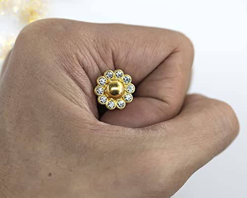 50 pcs Rhinestone Faux Pearl Buttons, Gold, 14mm - color: Gold