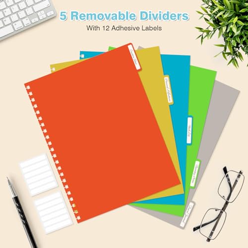 Graph Paper Notebook 8.5" X 11": 5 Subject Graphing Notebook with Dividers - color: Blue