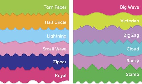 School Smart Paper Edger Scissors, 6-1/2 x 2-1/2 Inches, Assorted Colors, Set of 12
