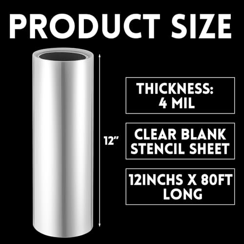 Frienda 12 Inches x 80 ft 4 Mil Rolls Blank Stencil Sheets, Clear - color: Clear, size: 4 Mil