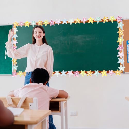 60 Pcs Pastel Stars Cutouts for Back to School Classroom Wall, 5.91 Inch - style: Cartoon Stars