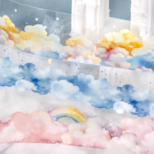 Dreamy Cloudscape PET Tape Set, 6 Rolls of Sky-Themed Stickers for Scrapbooking, Junk Journaling, DIY Crafts, and Art Supplies - style: Cloud Float