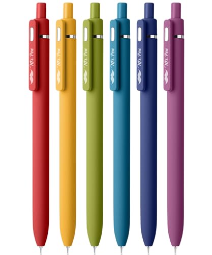 Mr. Pen- Retractable Gel Pens, 6 Pack, Black Ink, Vintage Barrels