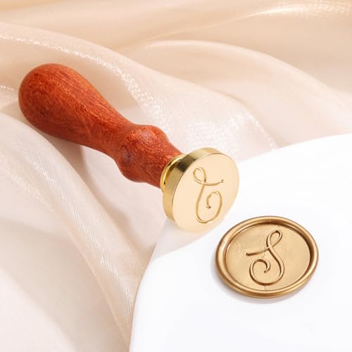 Yoption Handwriting Letter S Wax Seal Stamp Kit with Antique Gold Wax Beads - color: S