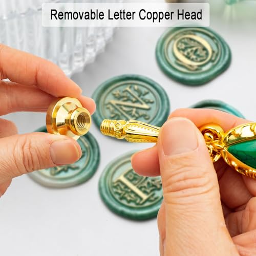 Letter Wax Seal Stamp, Ioggtser Alphabet L Wax Seal Stamp Set Including 1Pcs Copper Head with Iron Handle, 60 Pcs Wax Seal Beads, 1Pcs Wooden Melting Spoon, 2Pcs Candles, 1Pcs Wax Seal Pen - style: Letter L set