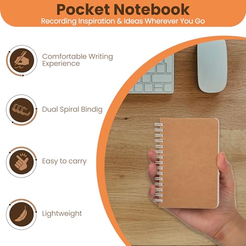 TWONE Spiral Pocket Notebooks, 5 Pack, 3.5x5.5, 180 Lined Pages | 180 lined pages (90 sheets), spiral binding lays flat. Pocket journal for writing, drawing, note taking, travel & school. - style: Ruled