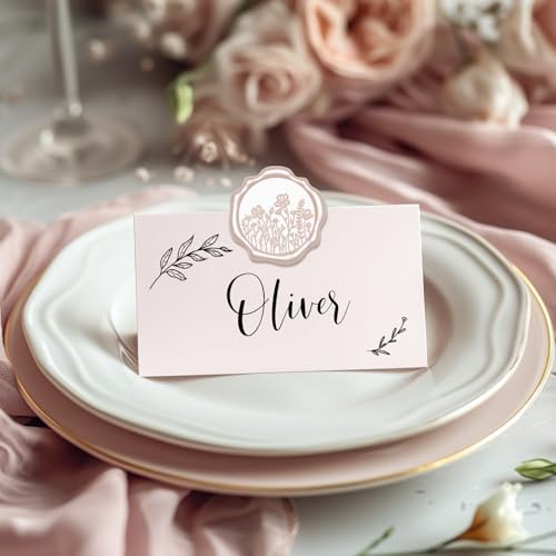 UNIQOOO Wildflower Wax Seal Stickers - Floral Wedding Invitation Envelope Seal Sticker, 50 Pcs Self- Adhesive Champagne Field of Flowers Stickers, Perfect for Christmas, Gift Wrapping - color: Wildflower, Champagne