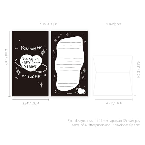 Monolike Little Doole Mini Letter Paper and Envelopes Set - 8Type, 32 Letter Paper + 16 Envelopes - color: Little Doole