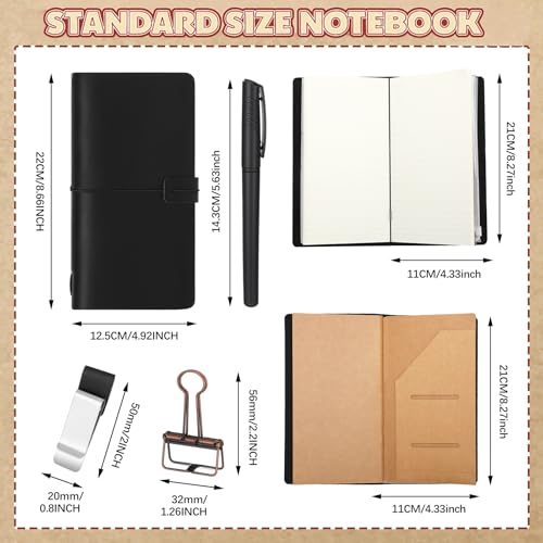 Thenshop Leather Travel Notebook 3 Inserts, Black, Stand Size - color: Black, size: Stand Size