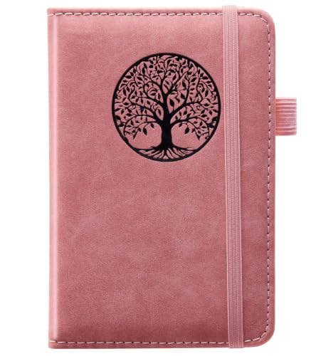 BIYUNRO Small Pocket Notebook, Leather Journal Mini (Pink) - color: Pink
