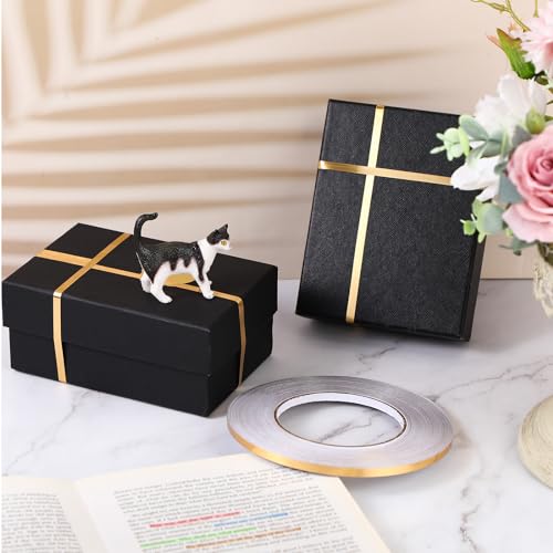 Zonon 3 Rolls 0.2" 0.4" 0.6" Gold Washi Tape 54.7 Yard Solid Foil Self Adhesive Polyester Film Metallic Tape for Detailing Graphic Arts for Crafts Walls Cars and Boats Trim(0.2'') - size: 0.2''