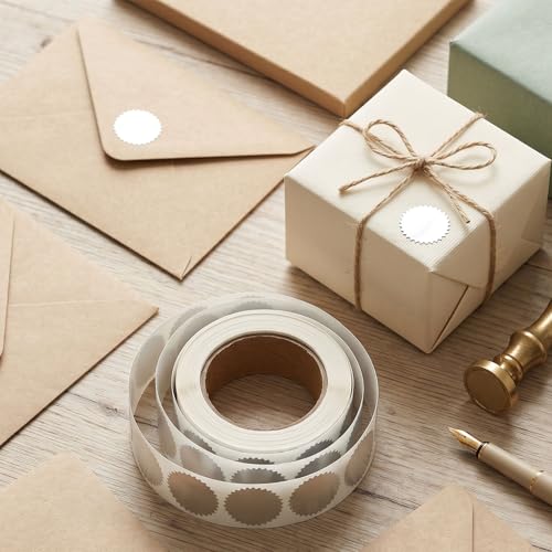 300 PCS Embossing Stickers, Notary Seal Labels, Gold Metallic Embossing Stickers with Serrated Edge for Certificates, Envelopes, Package, Awards, Legal (Silver) - color: Silver