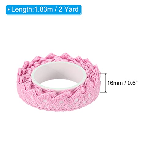 PATIKIL 0.6" Wide 2 Yards Self-Adhesive Lace Tape Lace Ribbon, 3 Pack Cotton Washi Trim Stickers Masking for Craft Scrapbooking DIY Card Making, Light Pink - color: Light Pink