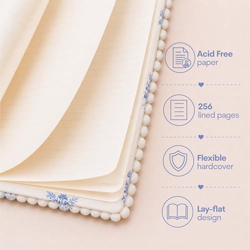 WORLD TRAVELER Eccolo A5 Lined Journal 256 Ivory Pages Lay Flat 6x8 - color: Sky Medallion