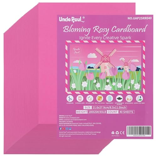40 Sheets Bloming Rosy Cardstock 180gsm Construction Paper 8.5"x11" - color: Bloming Rosy, size: Letter Size [40 Sheets]