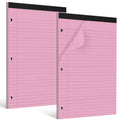 HAUTOCO 2 Pack 8.5 x 11 Legal Pads Pink Wide Ruled Notepads Perforated Writing Pads, 30 Sheets Per Notepad, 3-Hole Punched Paper, Writing Note Pads for School, Home, Office, Business - color: Pink