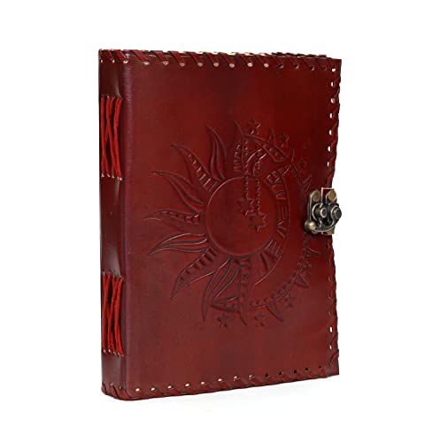 Sun & Moon Emboss journal, 240 Pages journal, Vintage Journal, Sun moon Journal, Leather Sketchbook, Leather Notebook, Leather Journal for Men, Leather Journal for Women (8 x 6 Inch, Bronze Sun & - color: Bronze - Sun & Moon, size: 8x6 Inch