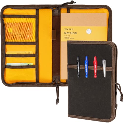 Field Journal Notebook A5 Planner Cover with Zipper, Travel Journal Cover - size: A5 Zippered
