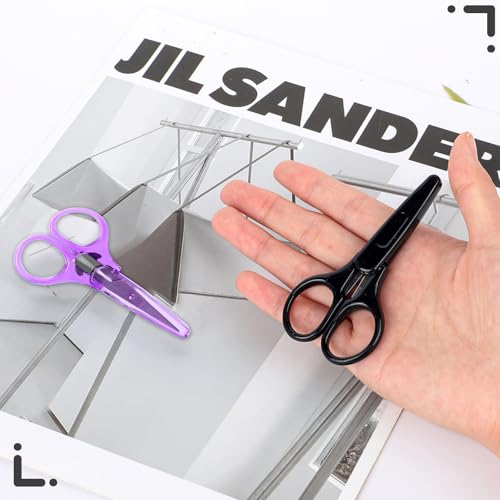 3Pcs Mini Detail CSmall Scissors All Purpose Craft Scissors Stainless Steel Scissors with Protective Cover Precision Straight Fine Tips Design for Paper Cutting,Scrapbooking - color: Black,pink,purple