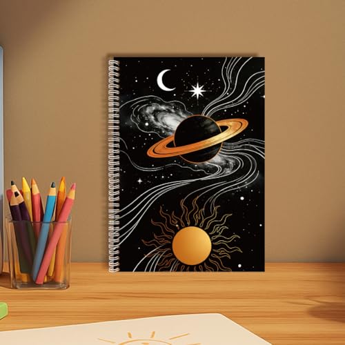 Planet Reusable Sticker Book Collecting 8.3 x 5.8 Inch A5 Size 40 Sheets Sticker Organizer Album Black Planet Moon Pattern Paper Labels Storage Holder Notebook with 1Pc Scraper and Tweezer - color: Planet