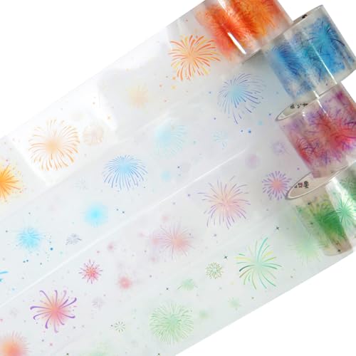 Fireworks PET Tape Set, 4 Rolls Pre-Cut Ephemera for Junk Journaling, Scrapbooking, Crafting, DIY Projects, Diaries, and Art Supplies - color: Watch Firework